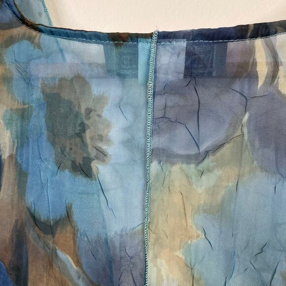 Vintage Dinah Lee Sheer Crinkle Flowy Long Open Floral Art To Wear Jacket M L - Picture 10 of 14
